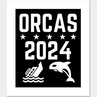 Orcas 2024 Funny Politics Orca Sinking Boat Election Posters and Art